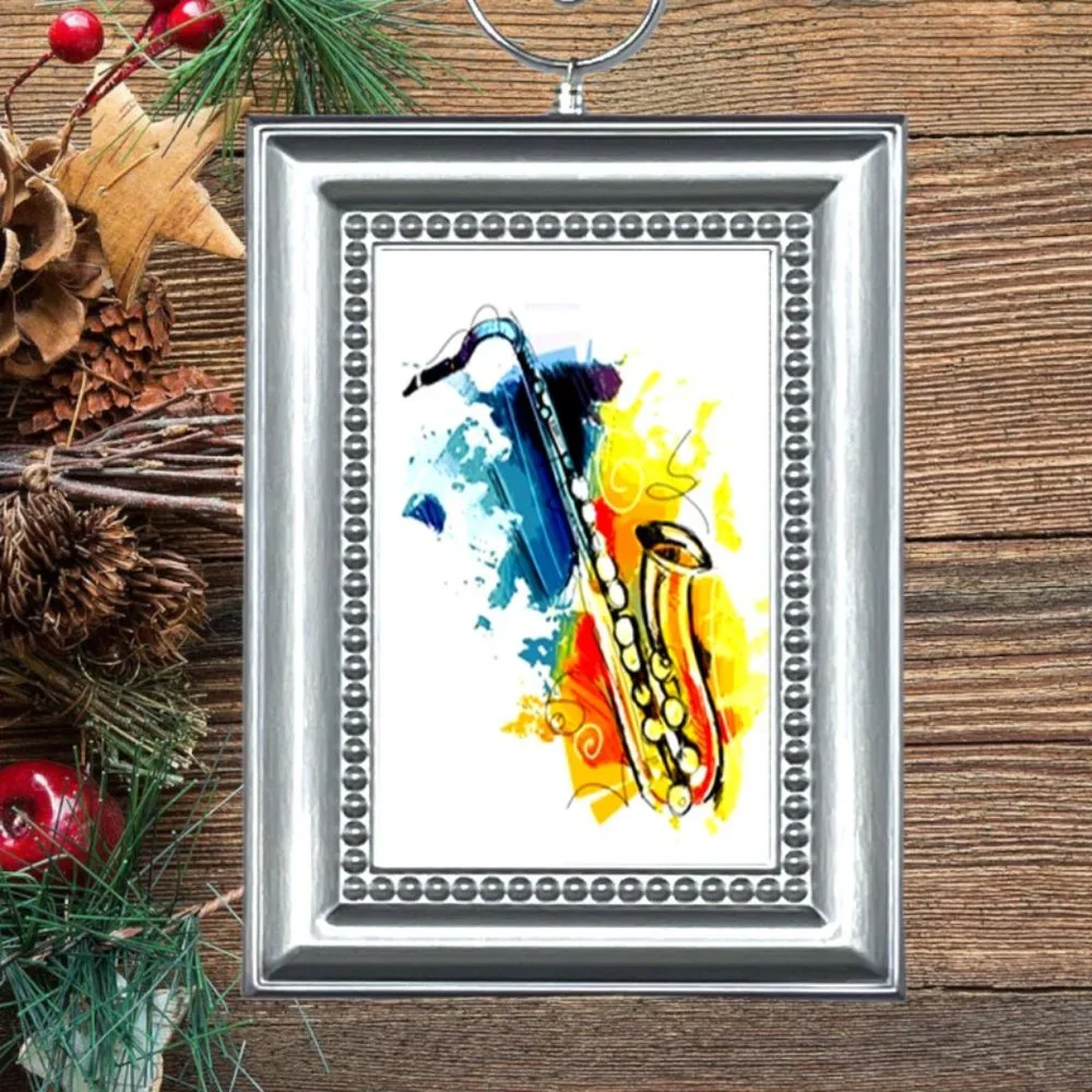 Saxophone Sax‎ Musical Instrument Jazz Art Notes Christmas Tree Ornament